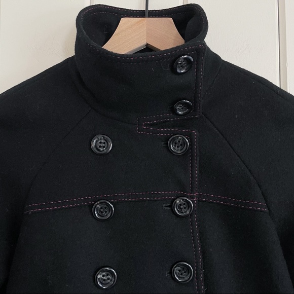 Rebecca Taylor Wool Black with Pink Swing Pea Coat - Picture 4 of 7